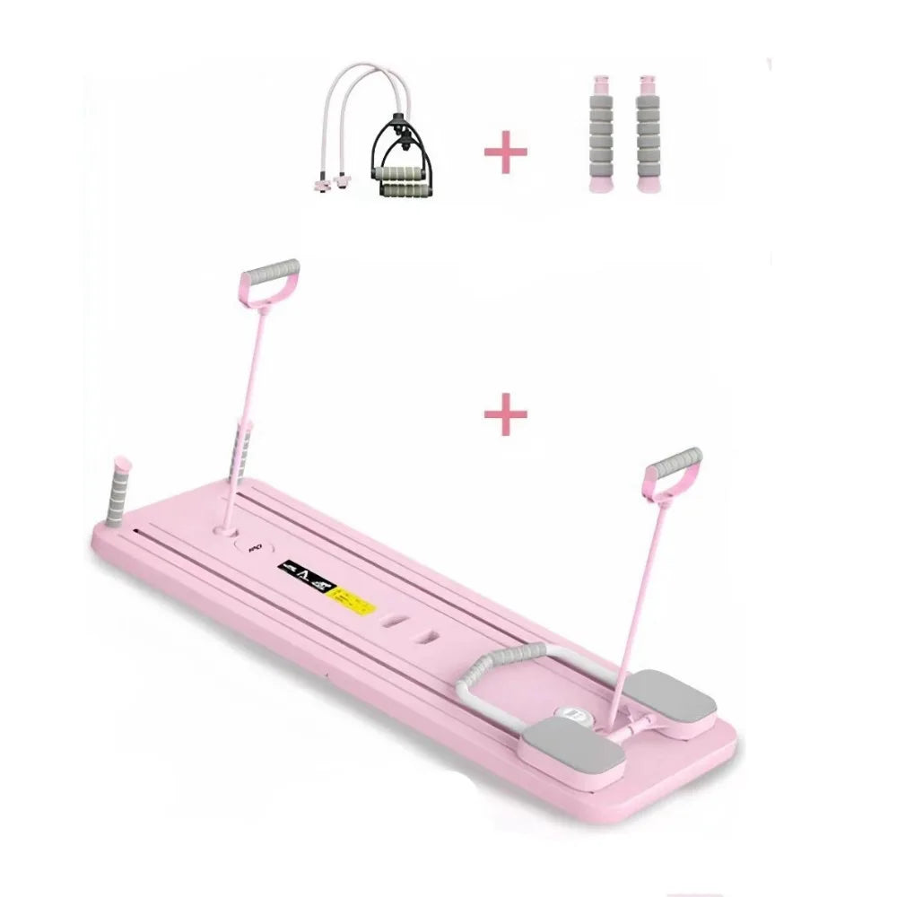Leg & Arm Toner Fitness Abdominal Exercise Board Foldable with Tension Rope Push-up Automatic Rebound Board Adjustable Portable