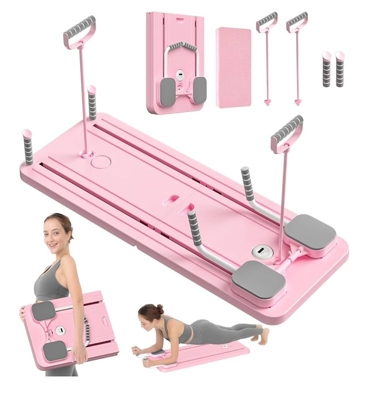 Leg & Arm Toner Fitness Abdominal Exercise Board Foldable with Tension Rope Push-up Automatic Rebound Board Adjustable Portable
